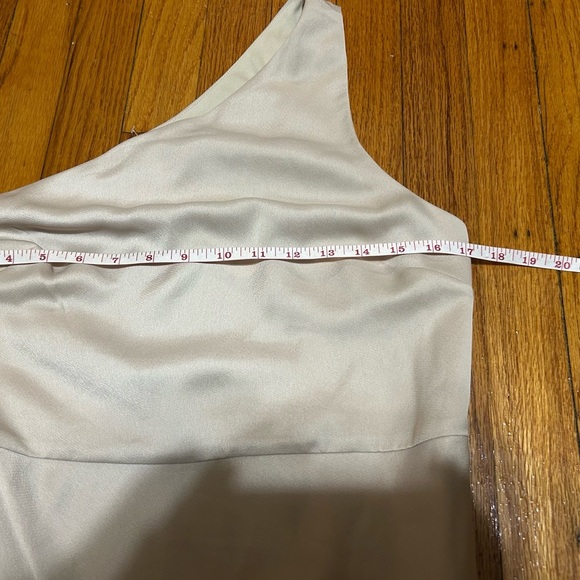 BHLDN Dylan One-Shoulder Satin Side-Slit Gown Champagne Womens Sz 8 - Picture 7 of 16